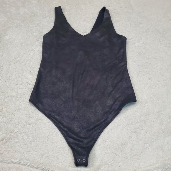 Abercrombie &‎ Fitch Soft Black Faux Leather Sleeveless Whimsigoth Bodysuit M - Picture 1 of 10